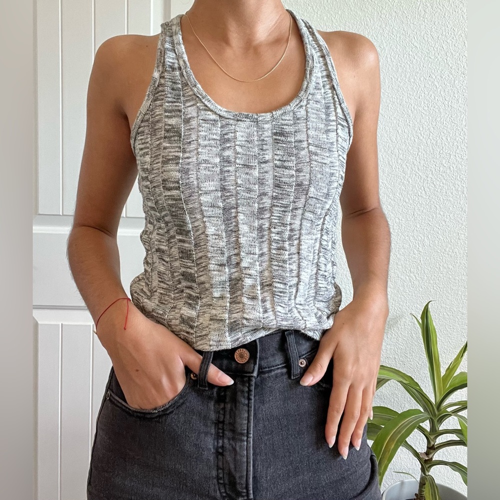 Derek Heart - Gray Ribbed Tank Top